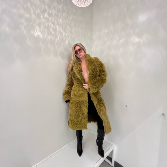 Nigel Preston & Knight Olive Green Fur Coat