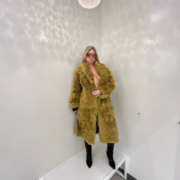 Nigel Preston & Knight Olive Green Fur Coat
