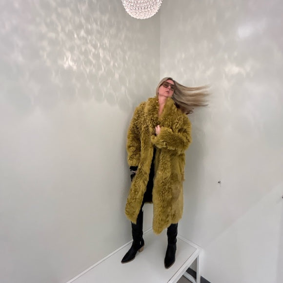 Nigel Preston & Knight Olive Green Fur Coat