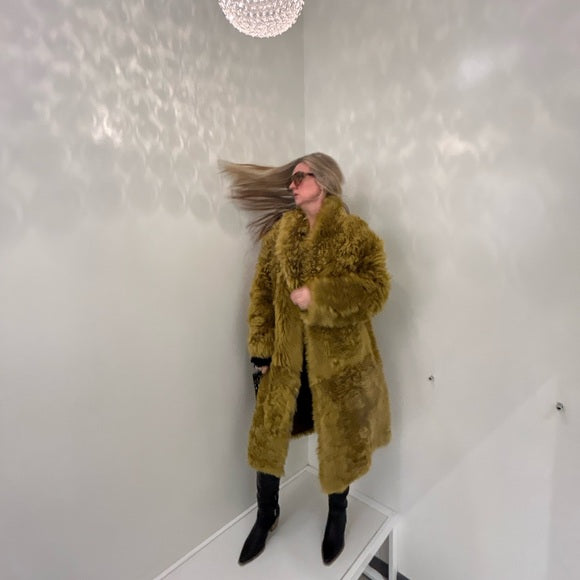 Nigel Preston & Knight Olive Green Fur Coat