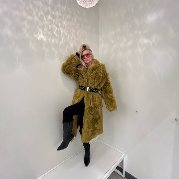 Nigel Preston & Knight Olive Green Fur Coat